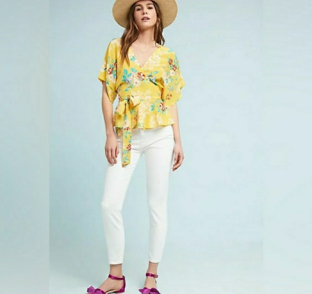 Pilcro And The Letterpress Anthropologie  High Rise Skinny Jeans - White 27W